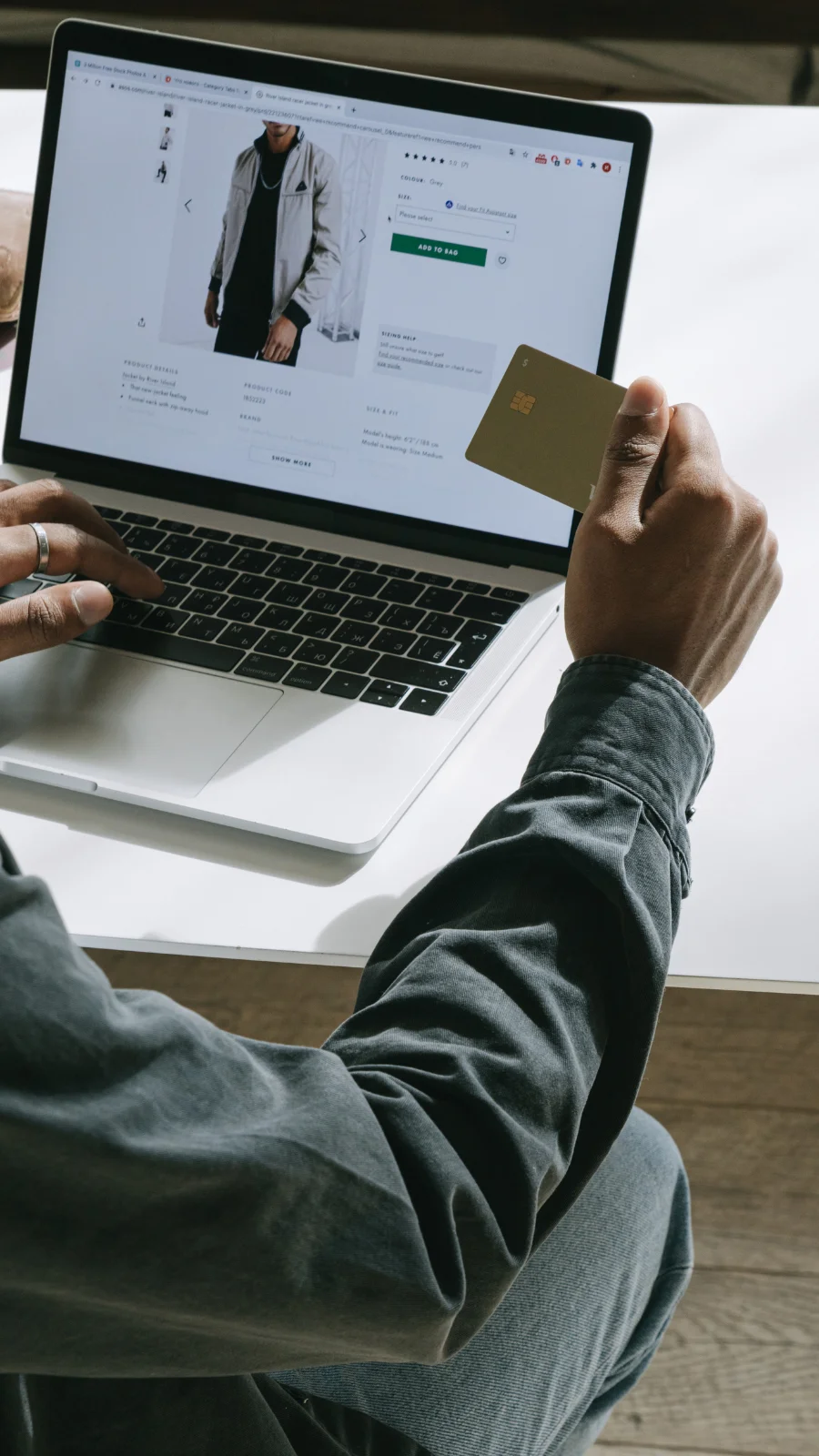 Customer making an online card payment at checkout